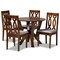 Baxton Studio Elaine Grey Upholstered and Walnut Wood 5-Piece Dining Set 172-9878-10899 - alternate 1